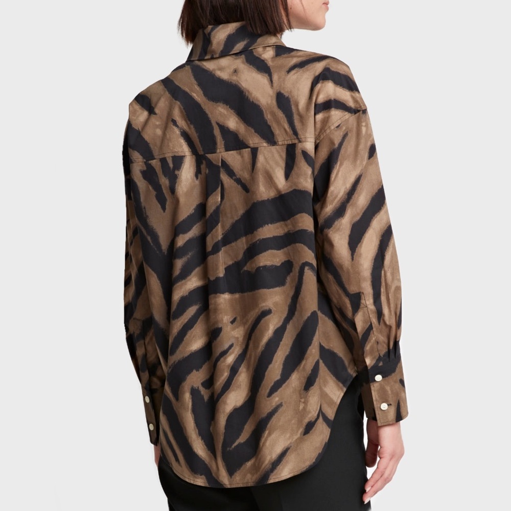Hinson Wu Women’s Larissa Long Sleeve Abstract Zebra Shirt Size Medium Oversized - Picture 3 of 12
